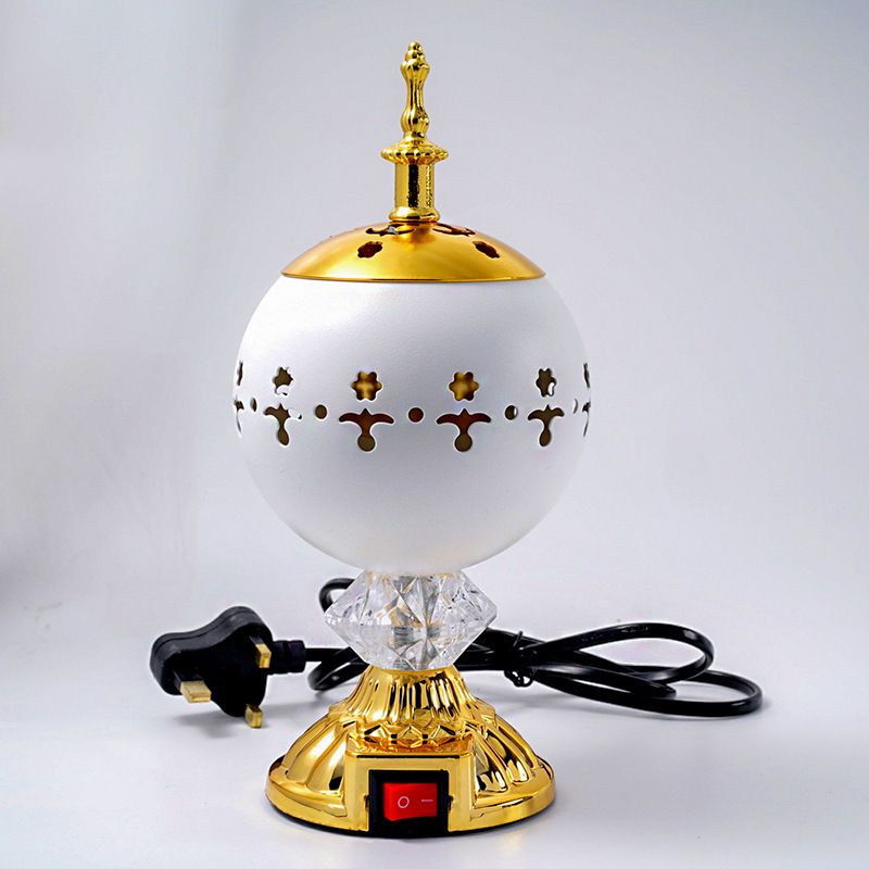 Bruciatore di incenso elettrico per aromaterapia a forma di sfera rotonda araba, decorazione per la casa, Dubai_voghion.com