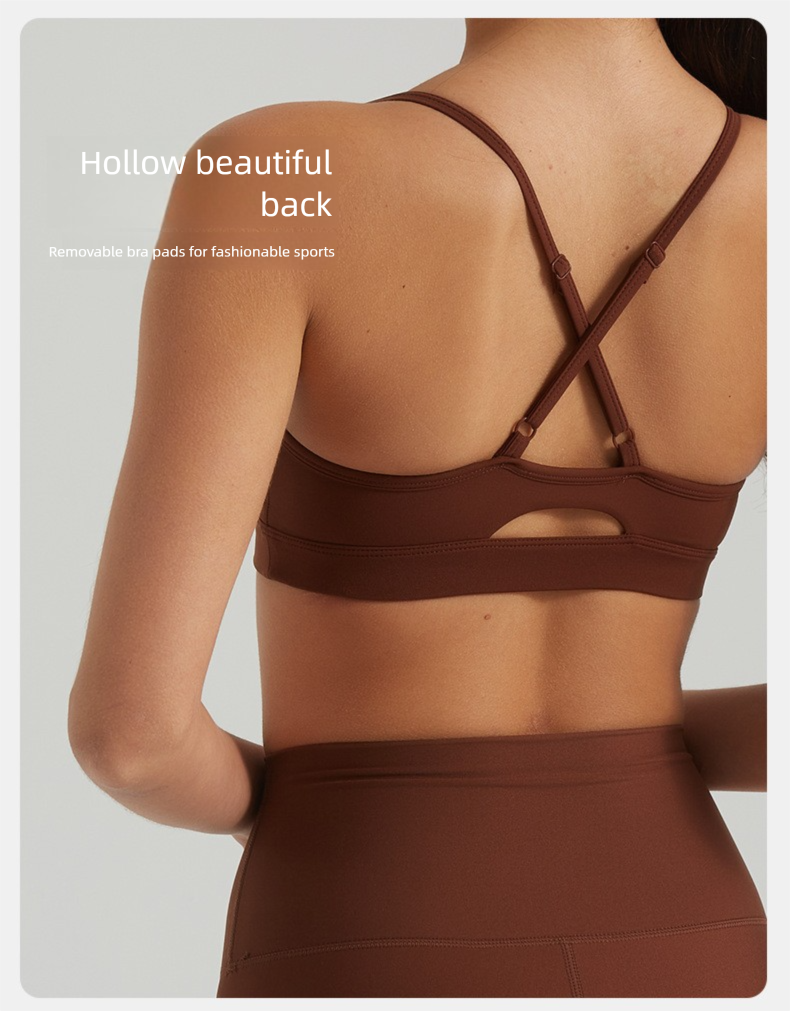 Completo da yoga in tessuto leggero, traspirante, a vita alta, con sollevamento fianchi, con schiena incrociata e schiena cava, color carne perlato_voghion.com