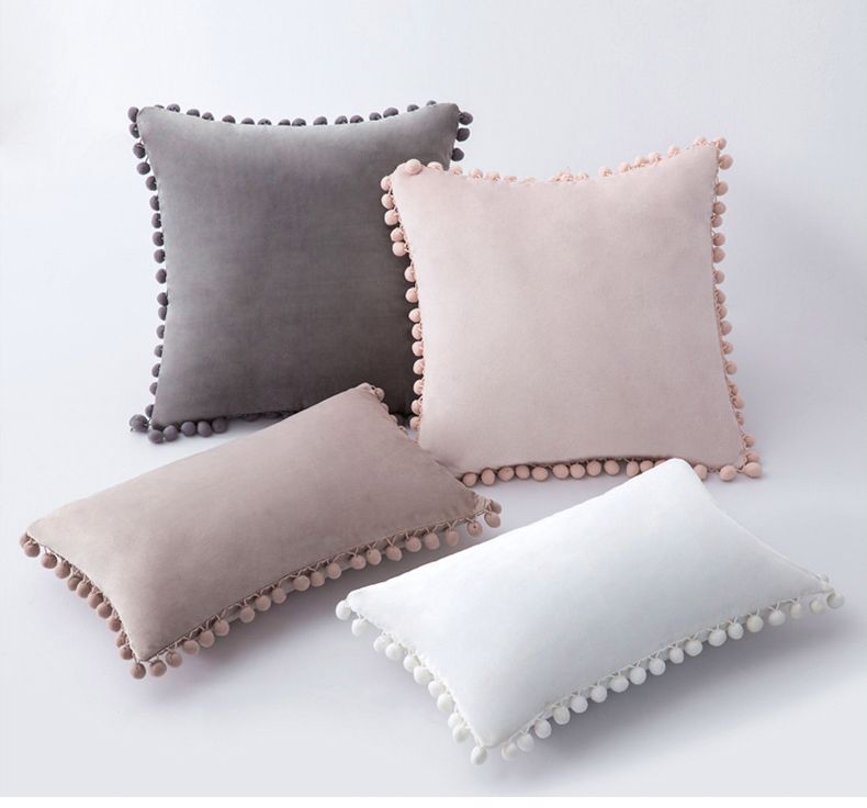 Kissenbezüge aus Samt, weiche dekorative Kissen für Sofa, Dekokissenbezug mit Quasten, Fransen, Boho-Akzent-Kissenbezüge für die Couch_voghion.com