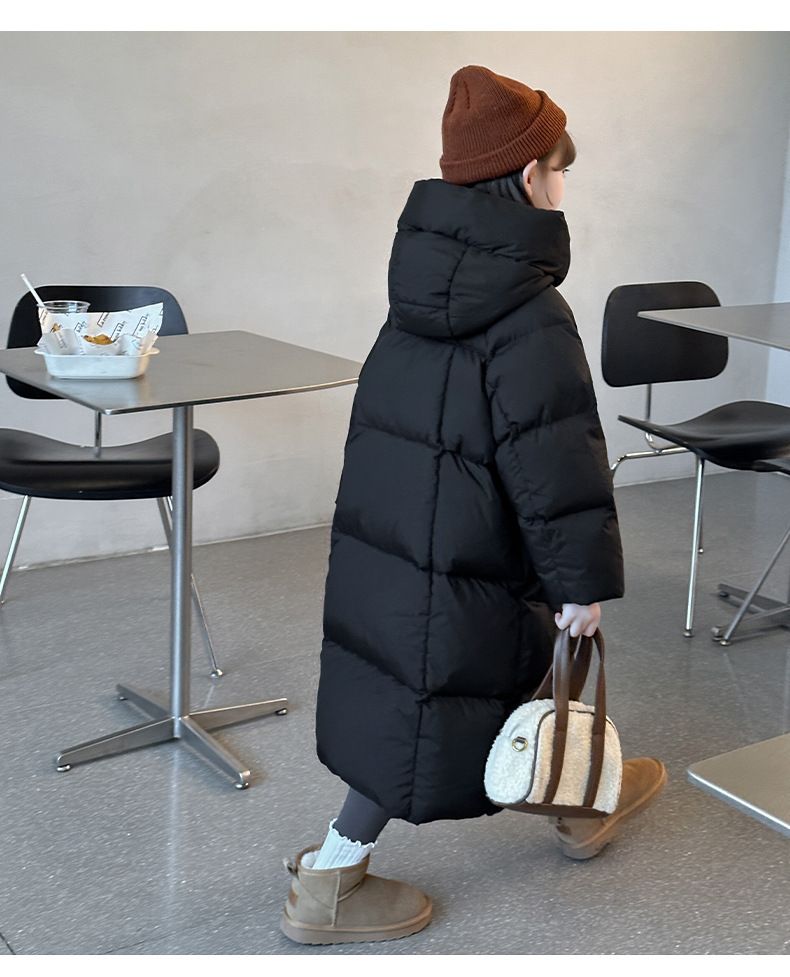 2024 New Children's Down Cotton Jacket, Extended Knee Length Cotton Jacket, Korean Style_voghion.com