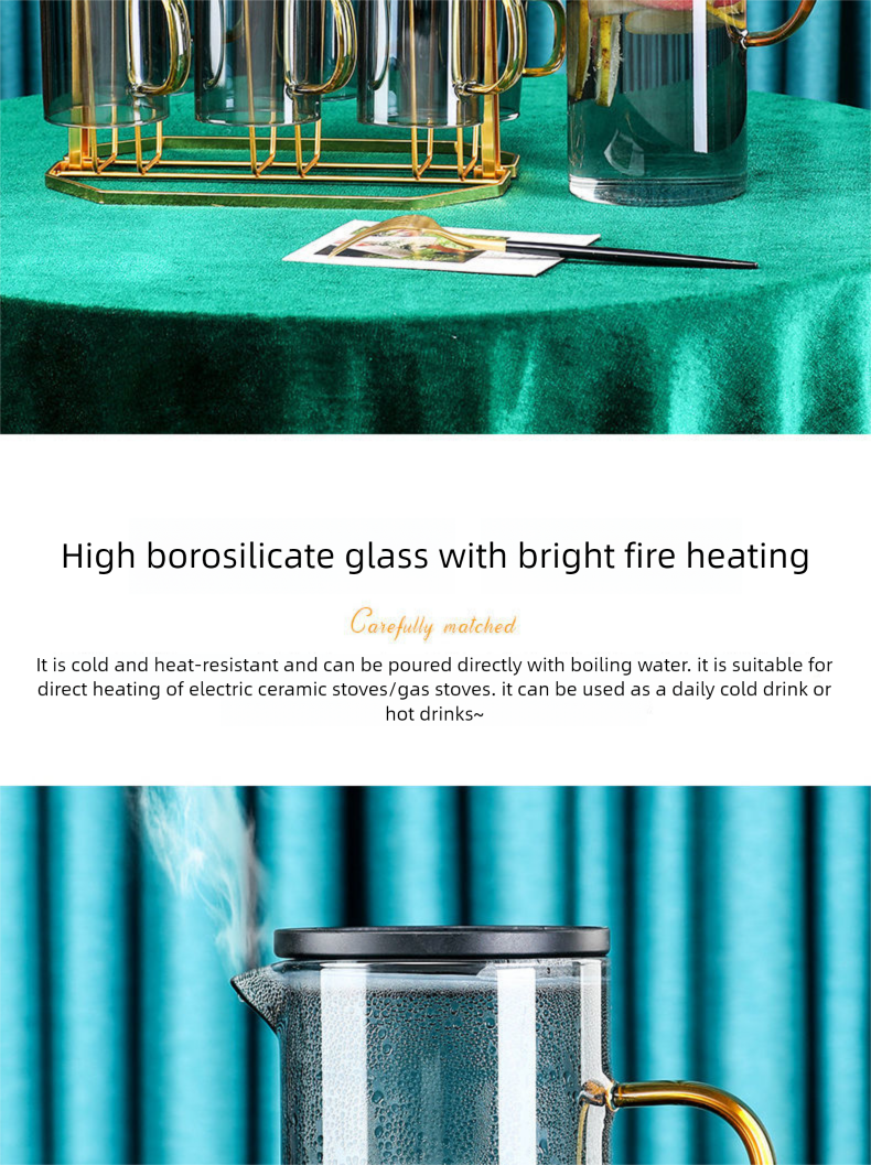 Nordic Style High-Value Heat-Resistant Glass Cold Water Pitcher Set Household Living Room Coffee Table Drinking Cup_voghion.com