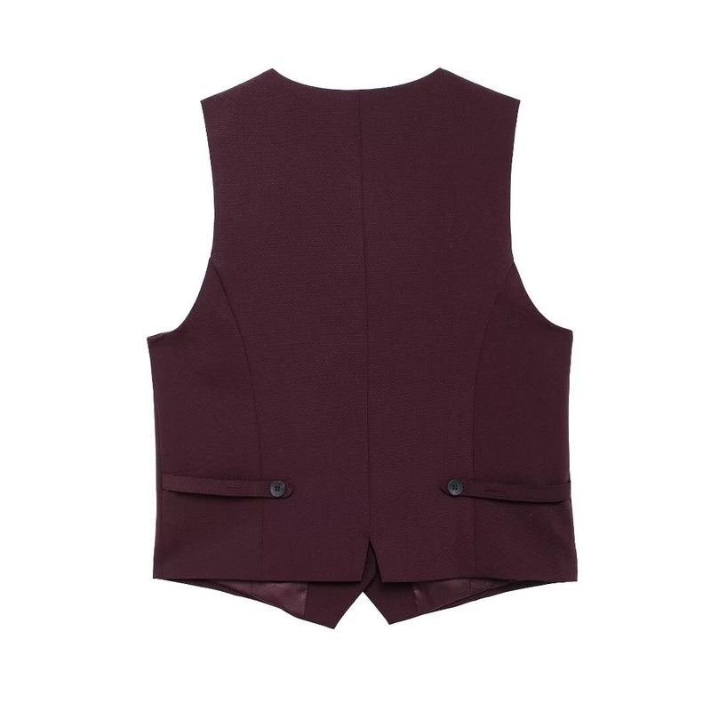 GraceChic Zweiteiler mit drapiertem, figurschmeichelndem Design, burgunderfarbenem, hochtailliertem Oberteil mit doppelten Falten und weiter Hose, Damen, Frühling/Herbst_voghion.com