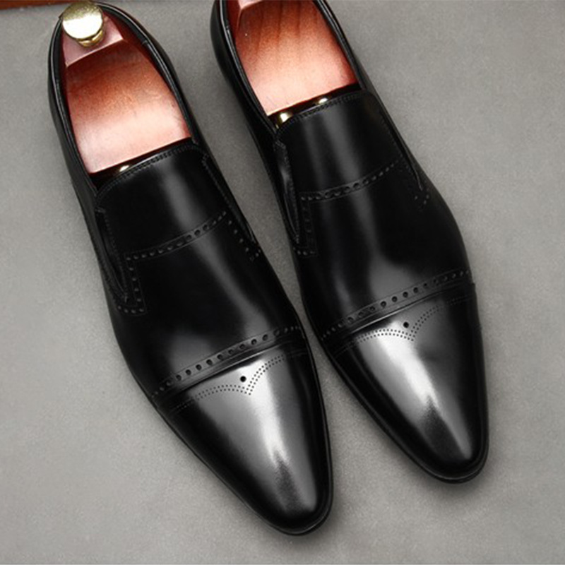 Chaussures décontractées en cuir New Blok pour hommes, style britannique, pointues et sculptées, couvre-pieds, tenues de soirée, coupe slim_voghion.com