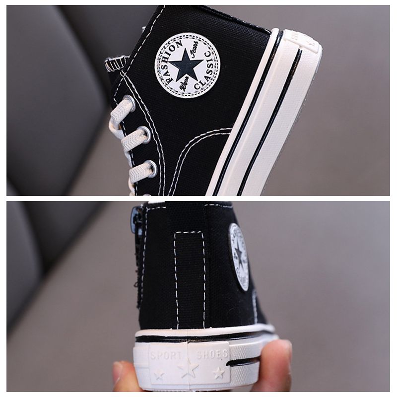 SHLIANG Scarpe da ginnastica per bambini in tela alte con cerniera laterale, comode e traspiranti, con fondo morbido e antiscivolo, scarpe casual da tavola Y0036_voghion.com