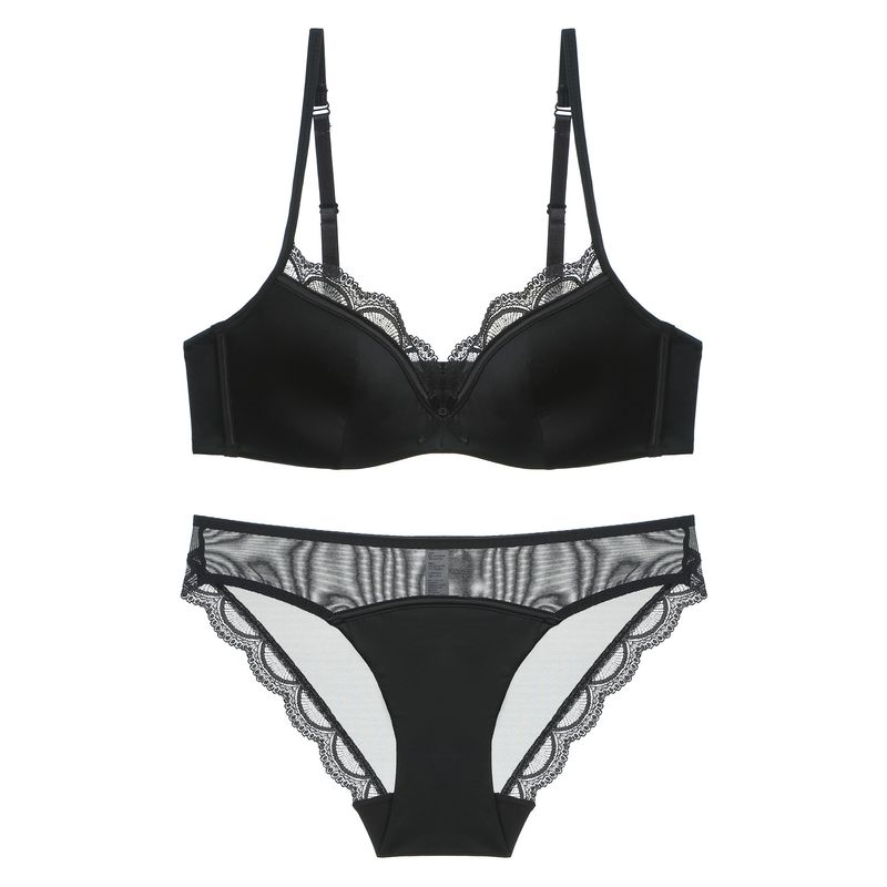 Completo intimo da donna in pizzo lucido e sottile, con reggiseno grande, piccolo, anti-cedimento, estivo_voghion.com