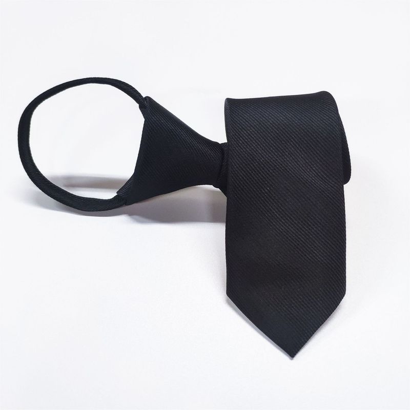 Cravatta da uomo formale da 5 cm in twill tinta unita, senza bisogno di tirare la corda a mano_voghion.com