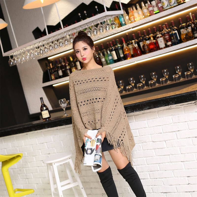 Cappotto maglione grande maglione di lana con scollo a V irregolare allentato da donna del nuovo autunno_voghion.com
