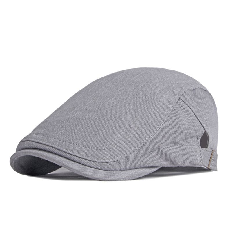 Noutăți ȘAPCĂ PLATĂ Beretă de vară pentru bărbați, bumbac, bej, stil britanic, șapcă plată solidă, reglabilă, 55-60 cm, negru, verde militar, gri_voghion.com
