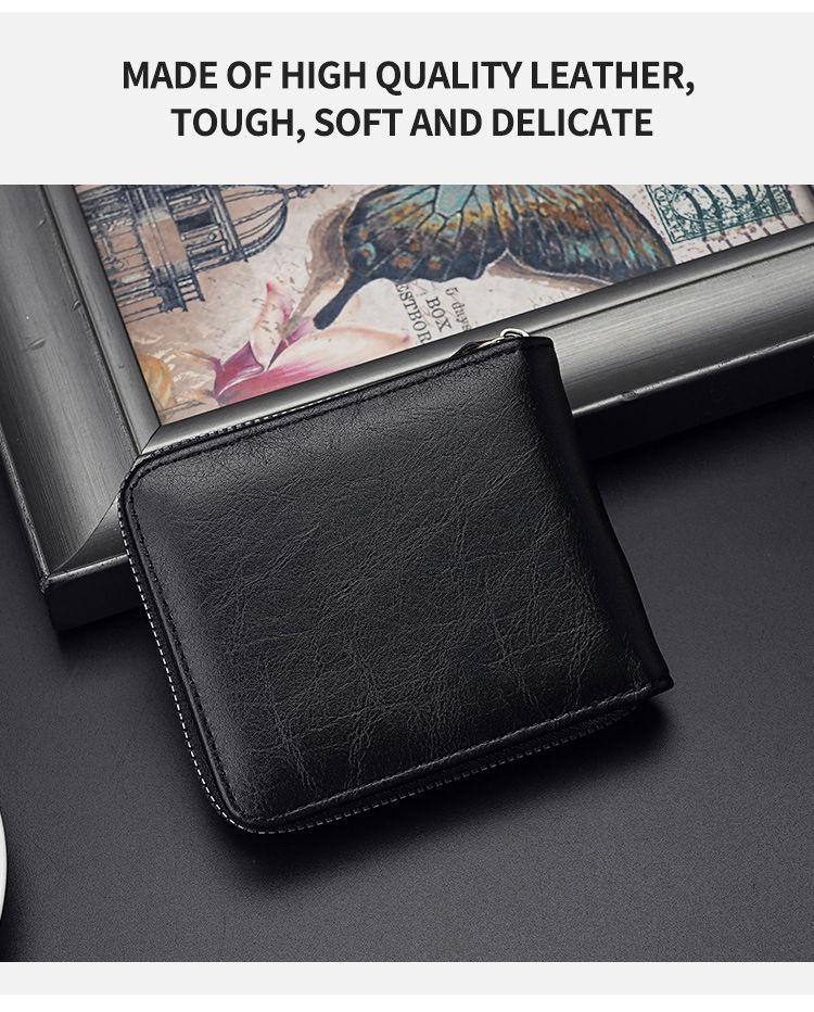 Men's Wallet Card Cases Wallet Men's Short Style Men's Retro Multi-function Anti-theft Swipe Clip Zipper Change_voghion.com