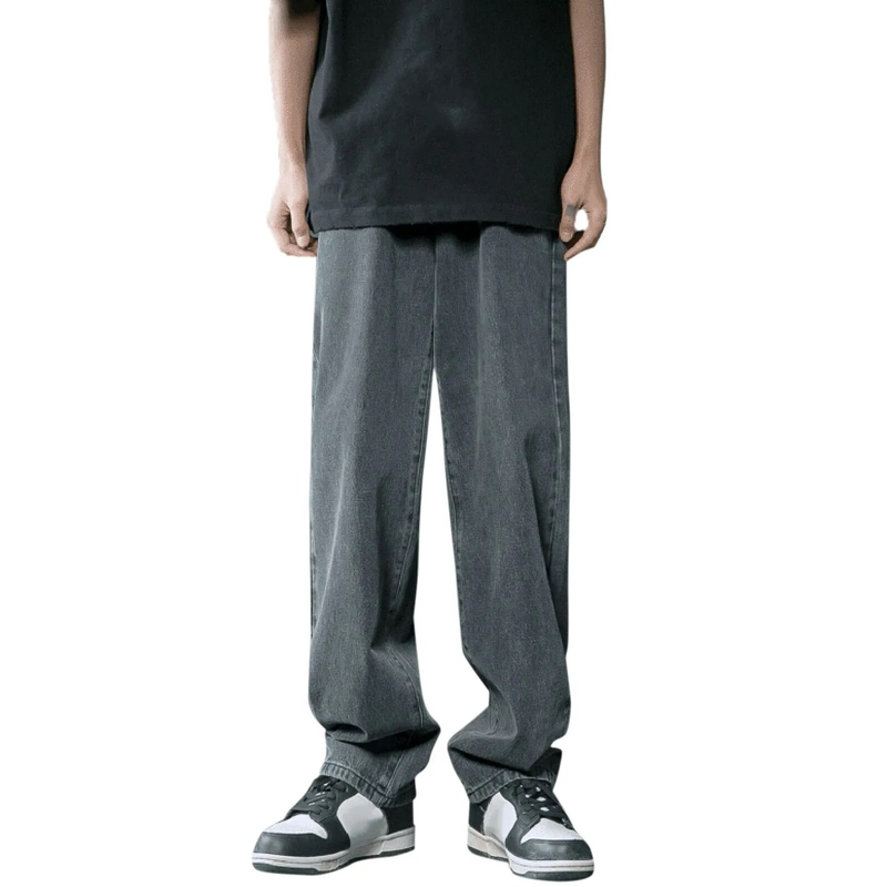 2024 New Street Casual Blugi largi Imbracaminte stradala pentru barbati Hip Hop Pantaloni drepti cu picioare late Pantaloni denim pentru studenti Albastru Negru_voghion.com