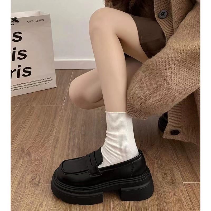 Neue britische Slipper im Frühling und Herbst 2024 mit dicker Sohle und Blockabsatz für Damen._voghion.com