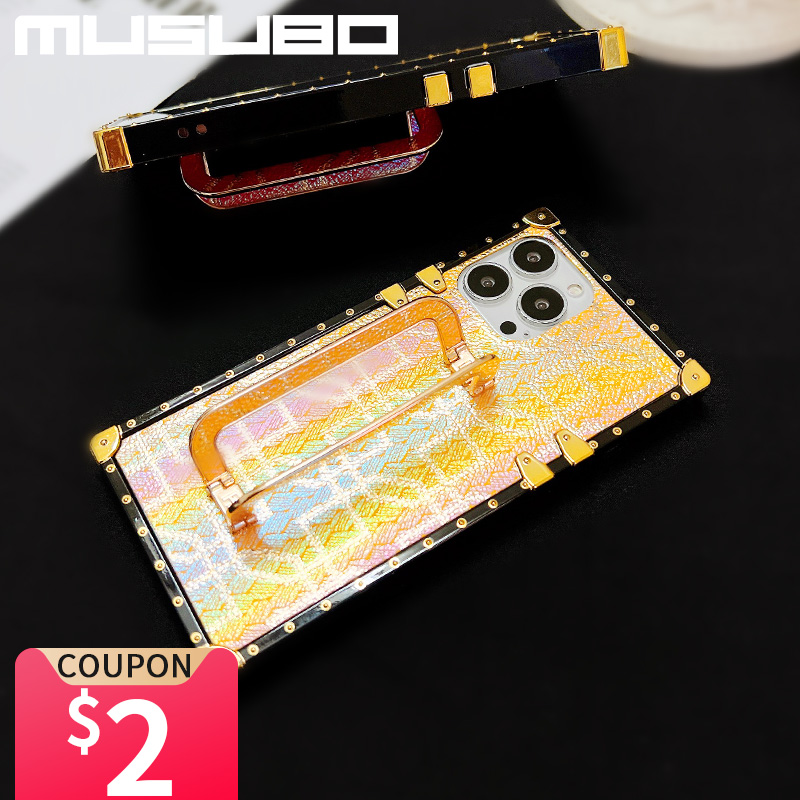 Musubo Brand Gradient Coque Fir iPhone 12 Pro Max 13 mini 11 Cover Stand Case iPhone Xr Xs Max 8 Plus 7 SE 3 Luxus Moud Capa_voghion.com