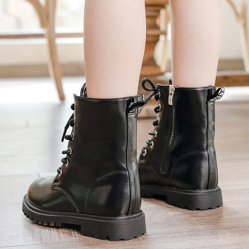Kurze Stiefel für Mädchen im Winter 2023, neuer koreanischer Stil, britischer Stil, mit Fleece gefütterte Martin-Stiefel für kleine Mädchen, Prinzessinnen-Einzelstiefel_voghion.com