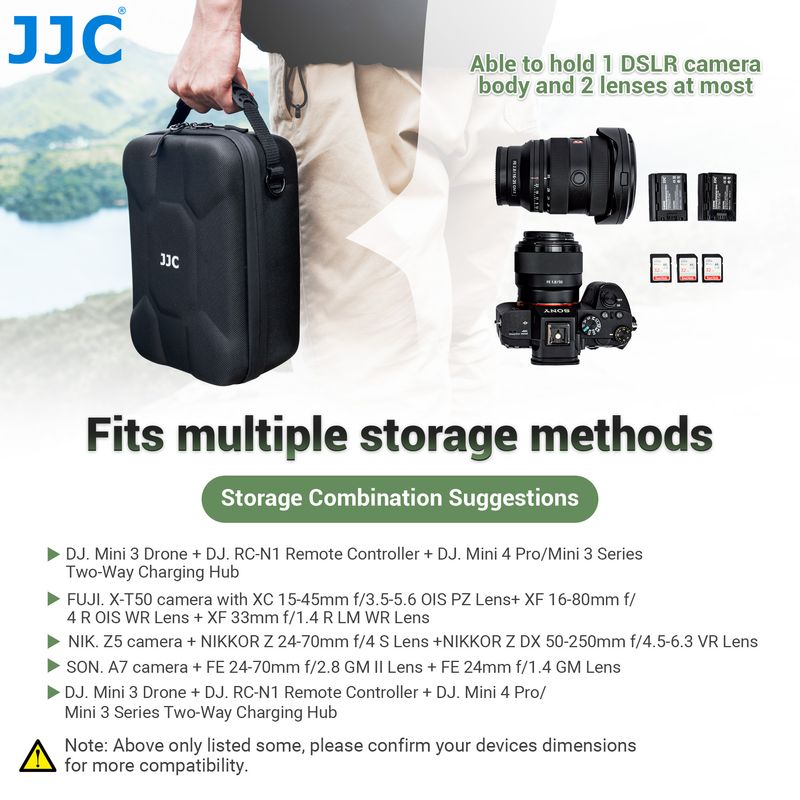 JJC Hard Shell Case Bag EVA Camera Pouch For Canon R5 R6 R8 Nikon Z5 Z6 Z7 II Z8 FUJIfilm X-T50 With Lens & DJI Mini_voghion.com