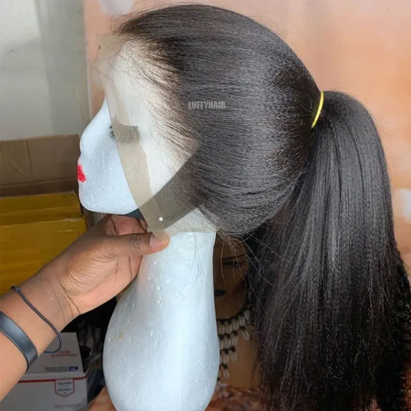 HD Transparente Vollspitze-Perücken Helle Yaki-Perücke aus Echthaar, klebefreie Vollspitze-Perücke, Yaki, glatt, vorgezupft, für Frauen_voghion.com