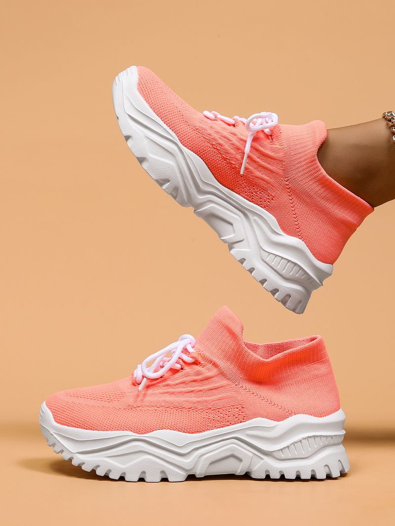 Plus Size Women's Breathable Sock Sneakers Slip-On Lazy Shoes_voghion.com