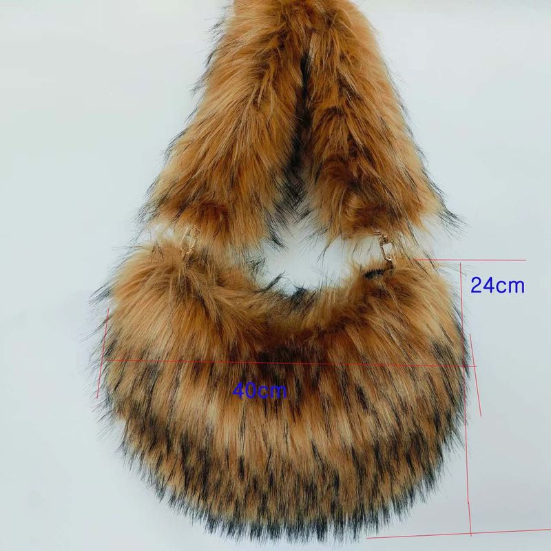 Faux Fur Handbag For Women - Y2K Retro Style Fluffy Cloud Bag With Zipper Closure, Multi-Pocket Design, 9 Color Options_voghion.com