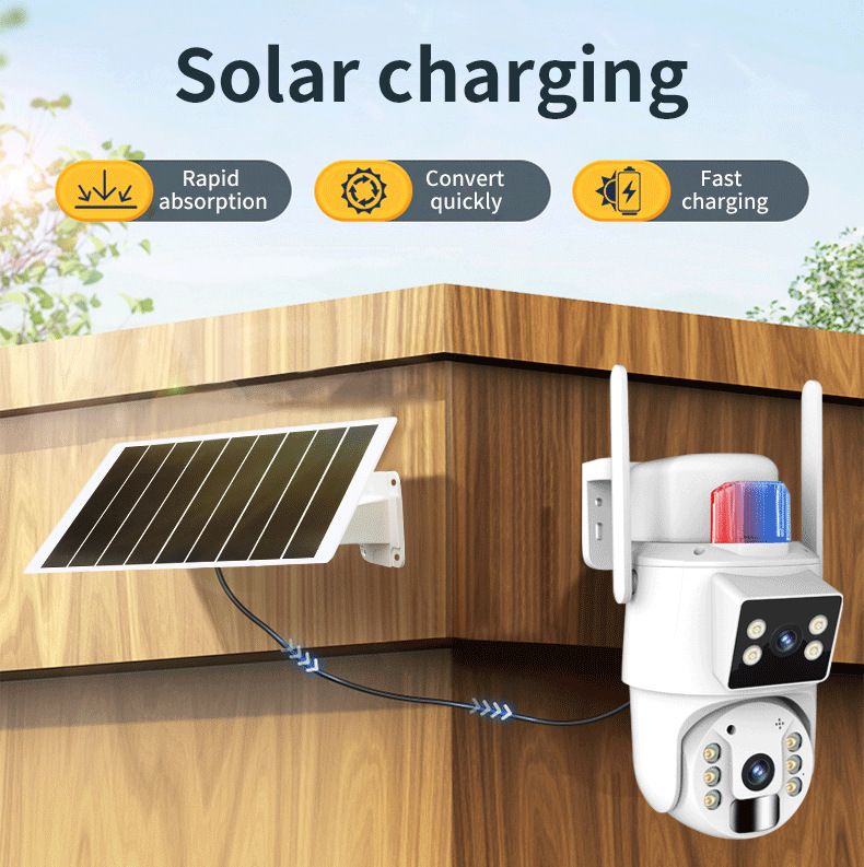 Cámara de seguridad solar: 8 MP, doble lente, a todo color, para exteriores, con intercomunicador de voz inteligente y visión nocturna ultra HD._voghion.com
