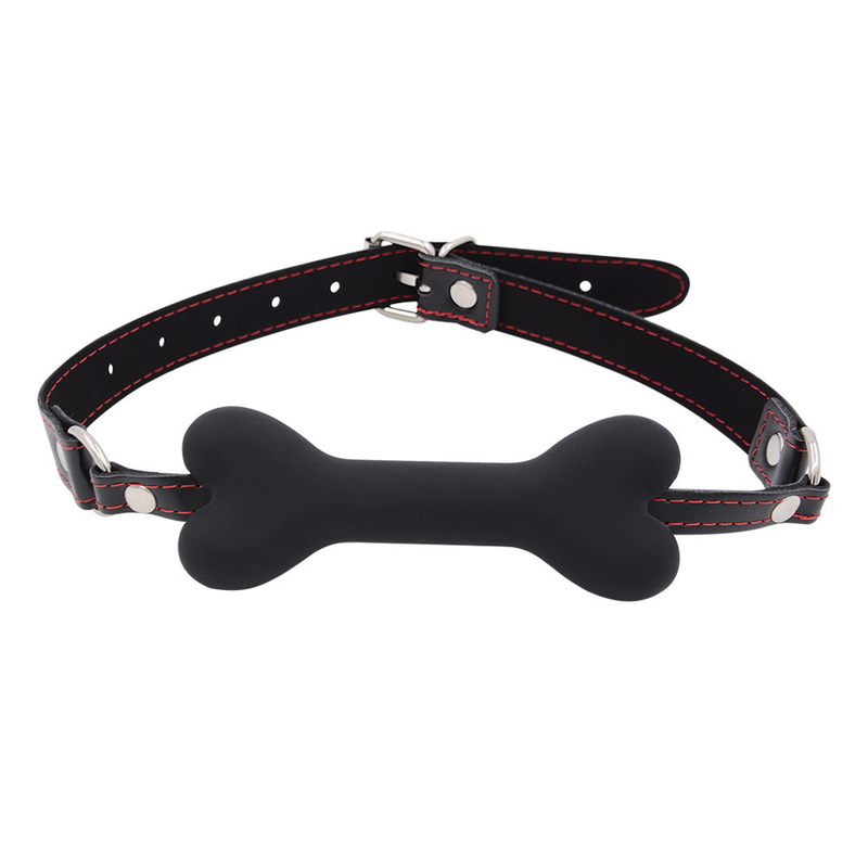 Bavaglio a forma di osso per cani in silicone - Bavaglio a sfera BDSM con collare di contenimento, attrezzatura per bondage regolabile per coppie_voghion.com