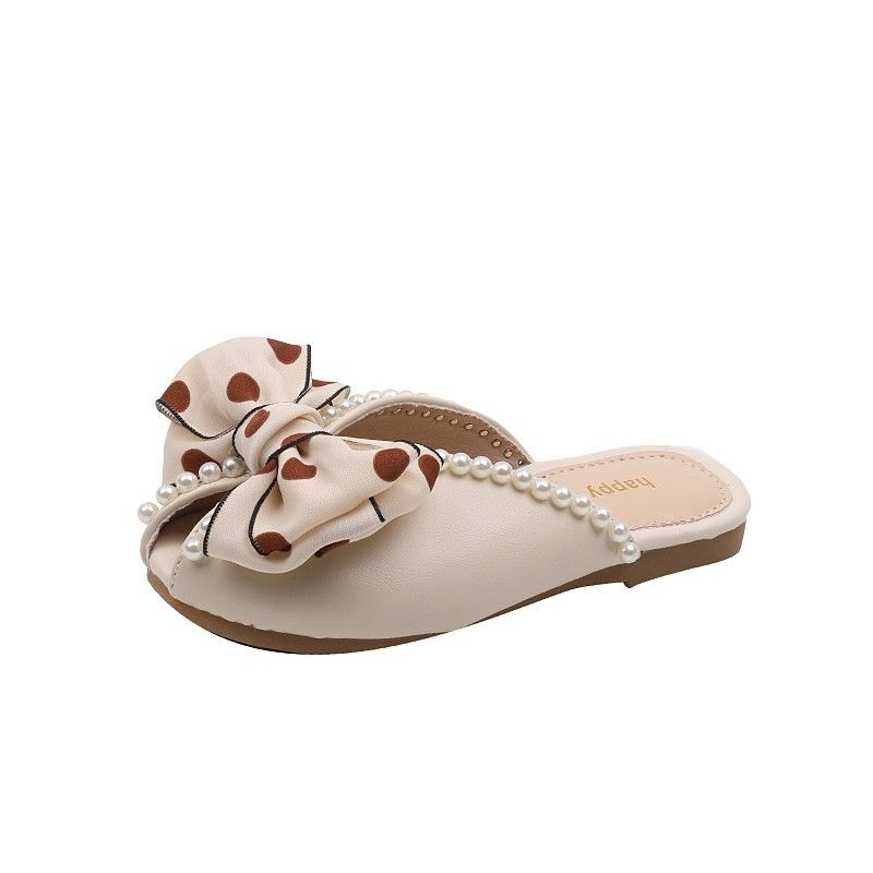 Mädchen Closed-Toe 2023 Sommer Neue Perle Bogen Prinzessin Schuhe Koreanischen Stil Große Kinder Fisch Mund One-Strap Hausschuhe_voghion.com