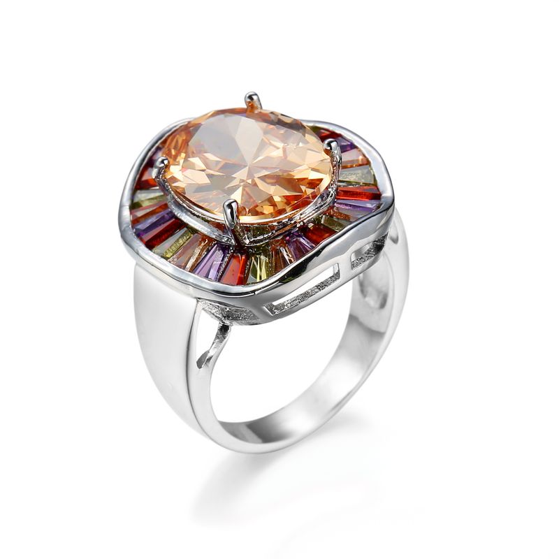 Frauen Bunte Zirkon Für Modische Licht Champagner Ring Super Funkelnden Voller Diamant Übertrieben Hand Schmuck_voghion.com