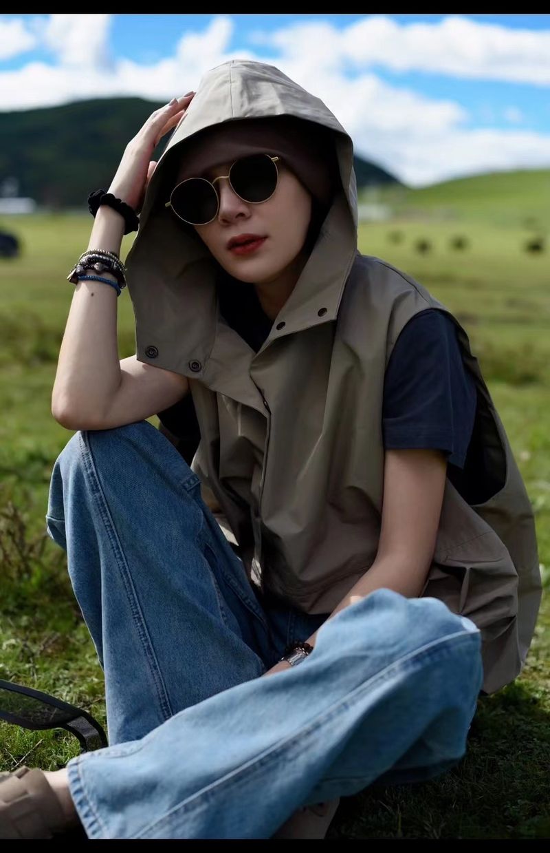 Vêtements pour femmes, style européen décontracté chic, gilet sans manches à capuche citrouille, style polyvalent, automne_voghion.com