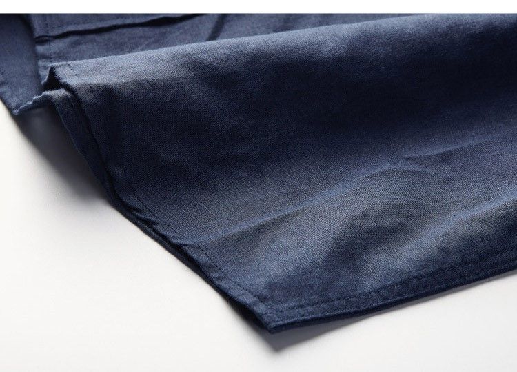 Herrenbekleidung Sommer Casual Square Collar Leinen Kurzarmhemd Dünn Atmungsaktiv Lose Große Größe Baumwolle Und Leinen Weißes Hemd_voghion.com