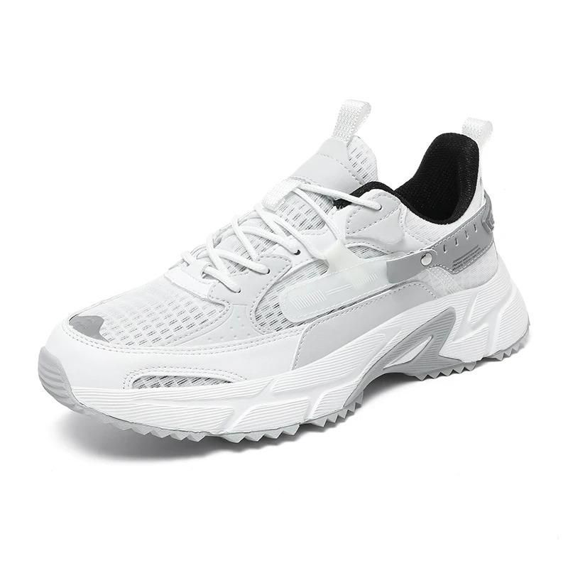 MOQ 1 taglia comoda personalizzata US 13 14 EU 47 48 uomo casual scarpe sportive da ginnastica in pelle a rete bianca scarpe da corsa e da passeggio per uomo_voghion.com