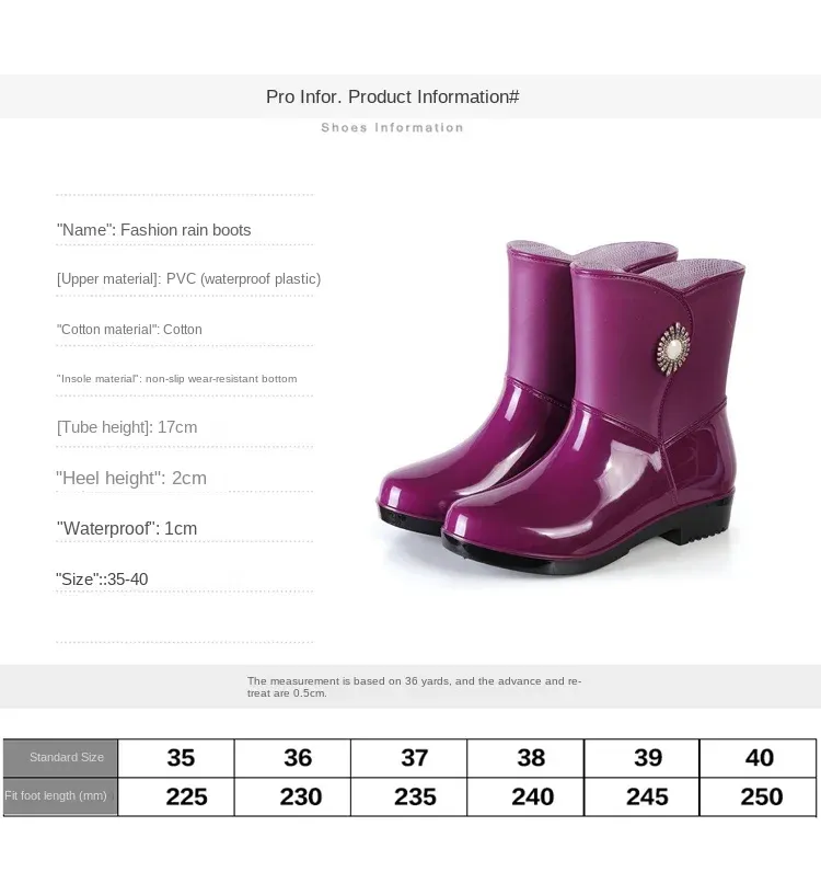 Scarpe da lavoro in gomma impermeabili e antiscivolo da donna, alla moda, con stivali da pioggia caldi in cotone per l'inverno_voghion.com