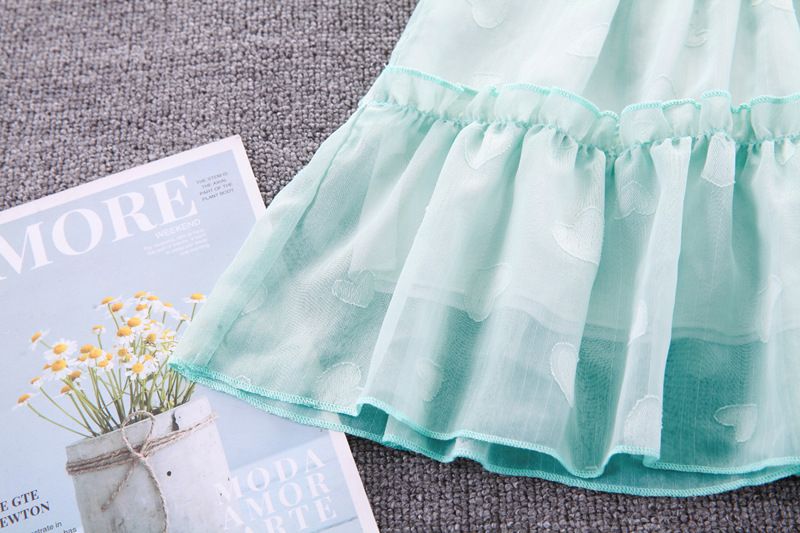 Mädchen-Outfit, stilvoll, Sommer kurzärmliges Mesh-Herz-Zweiteiler-Kinderkleidung, Baby-Mädchen-Set, modisch_voghion.com