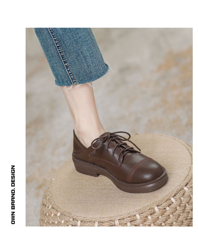 Loafers pavasarim un rudenim Vienkāršākais Match Flats kurpju šņores mīksta govs āda_voghion.com