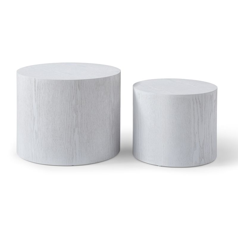 Round Coffee Table Set Of 2, Nesting Coffee Tables For MDF With Veneer .for Living Room,office,bedroom,Natural, 4Colors WHITE_voghion.com