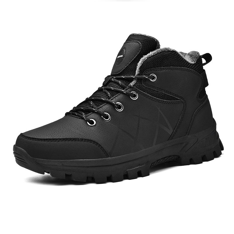 Winter Herrenstiefel High Top Wanderschuhe Warme Plüsch Stiefeletten Wasserdichte Leder Sneakers Outdoor Männliche Wanderstiefel Arbeitsschuhe_voghion.com