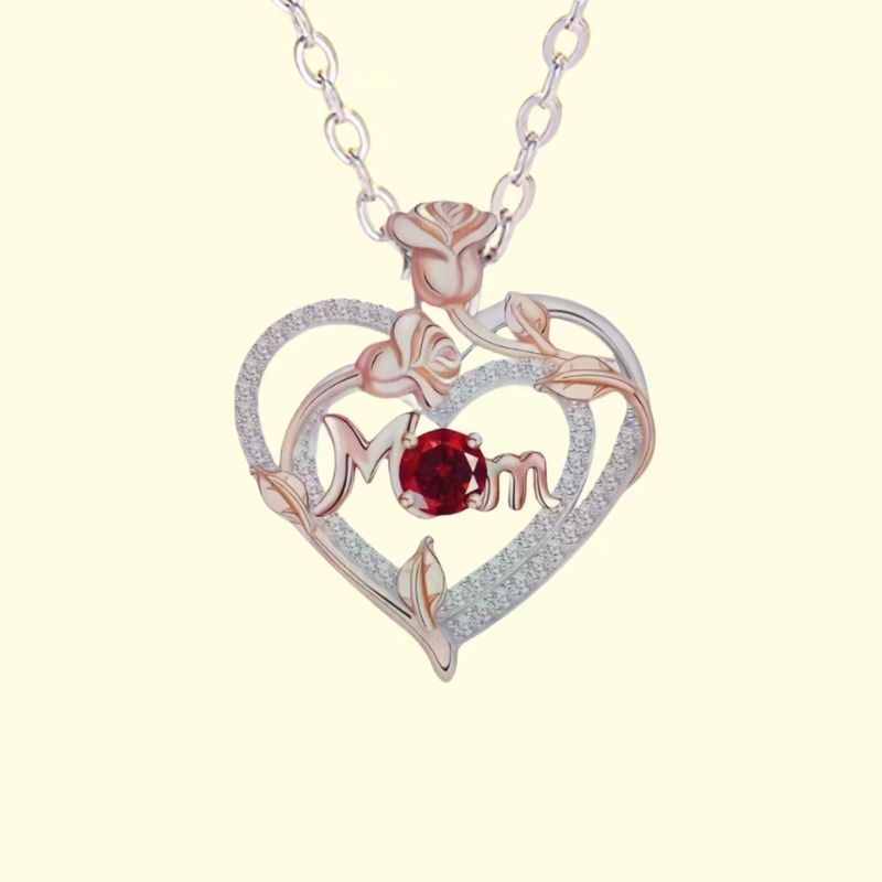 Collana a forma di cuore con rosa, ciondolo con separazione dei colori, catena per clavicola, collana dal temperamento alla moda, regalo per la festa della mamma._voghion.com