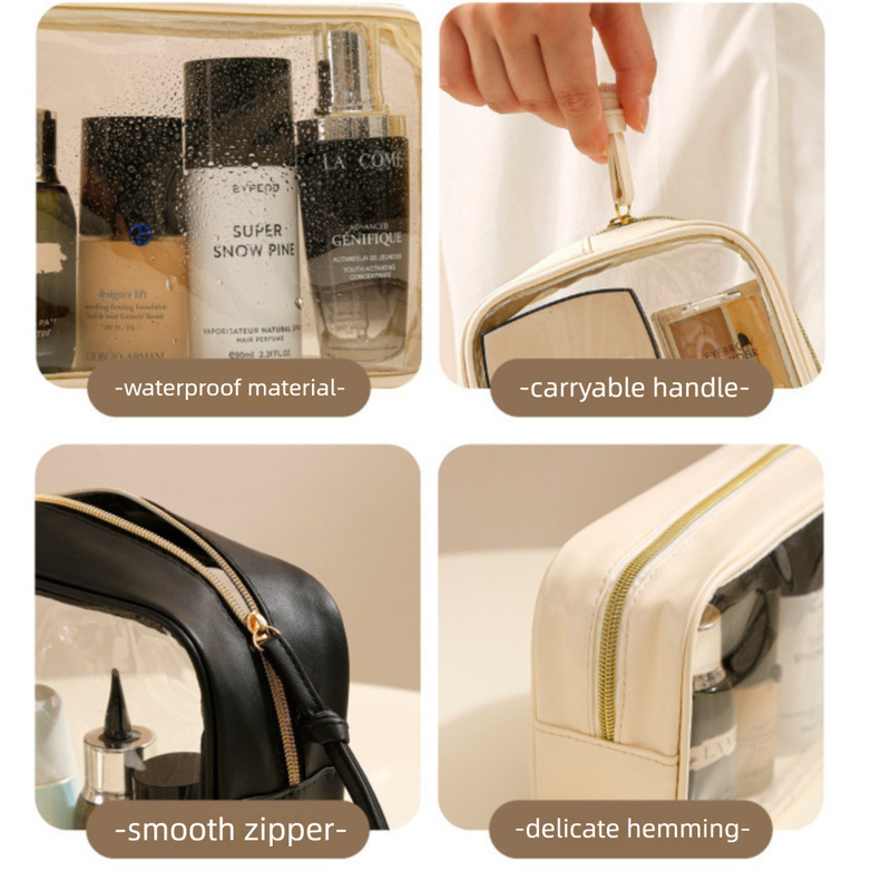 Borsa da toilette trasparente approvata dalla TSA, organizer per cosmetici in PVC trasparente, grande capacità e impermeabile, custodia per il trucco da viaggio portatile_voghion.com