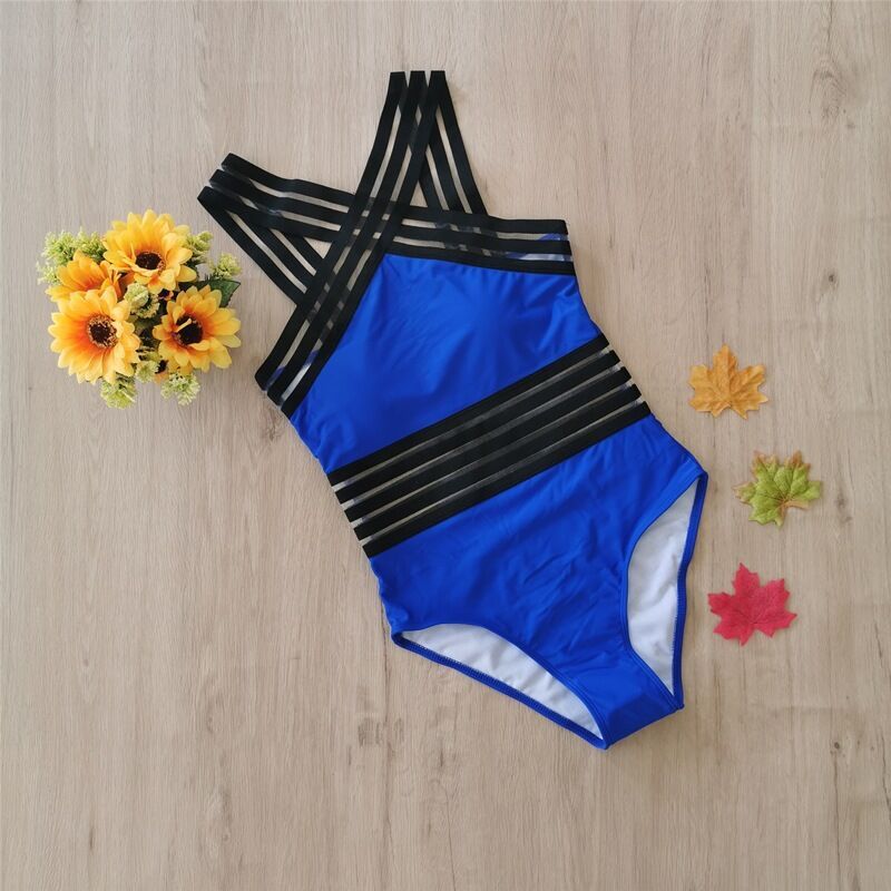 Women's sexy solid color multi-color stitching one-piece bikini swimsuit manufacturer wholesale_voghion.com