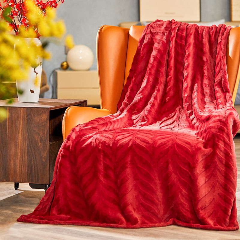 Luxury Flannel Blanket With Jacquard Pattern Soft Warm AC Office Nap Throw Premium Textured Fleece For Sofa Bed Compact Lightweight_voghion.com
