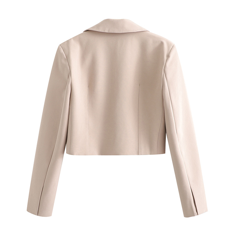 Giacca da donna corta con risvolto sottile da donna + minigonna con spacco a vita alta_voghion.com