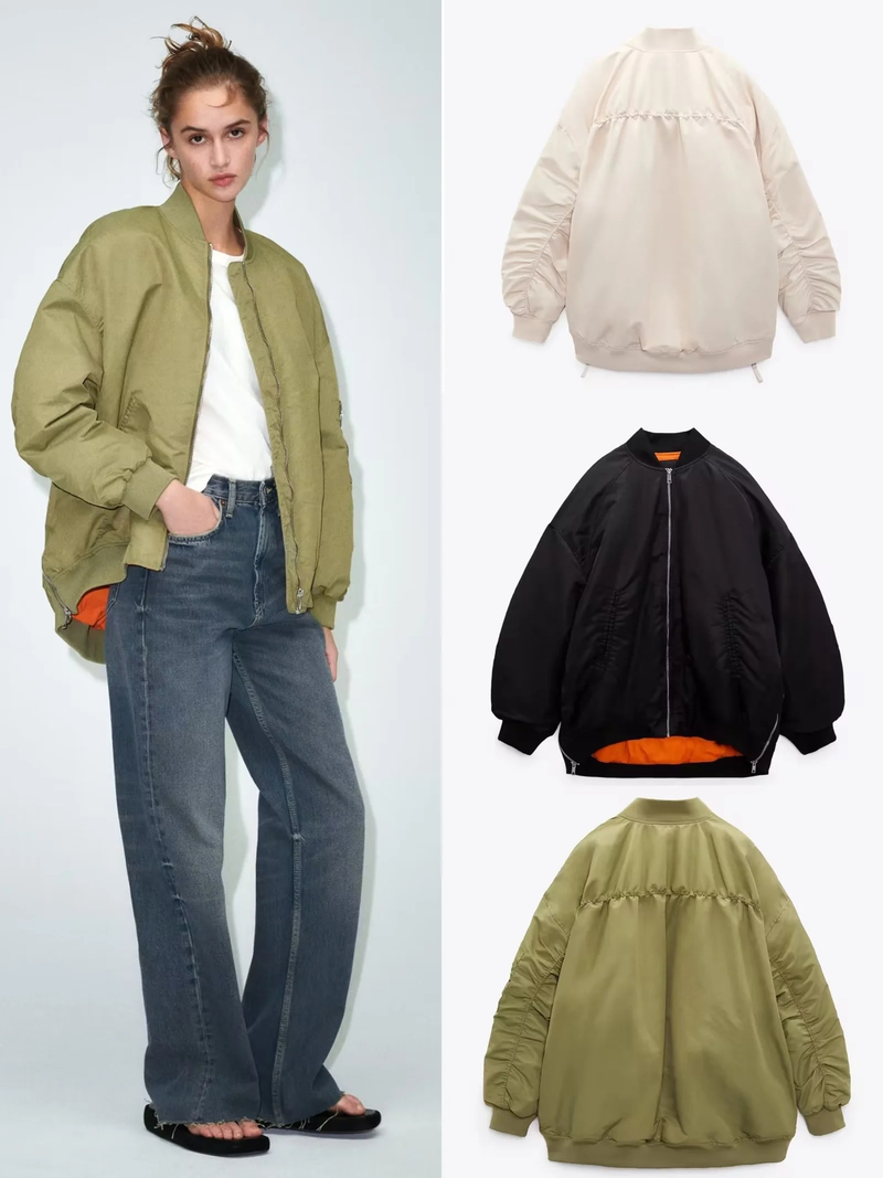 Women's plus-size bomber loose biker jacket_voghion.com