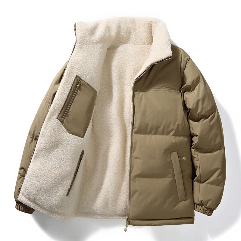 Casaco de lã de cordeiro de novo estilo de inverno masculino de algodão com pelúcia e pão grosso, casaco de algodão quente solto de dupla face para mulheres_voghion.com
