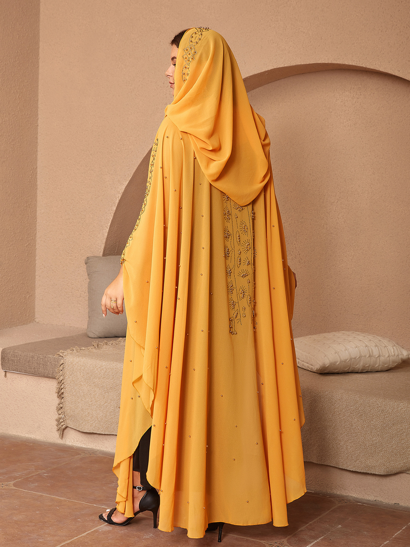 Roupas femininas estilo muçulmano quente diamante miçangas alta densidade chiffon solto capa xale_voghion.com