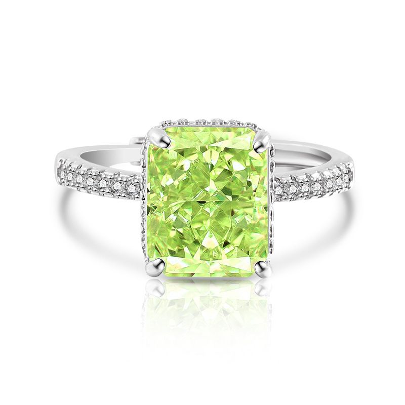 Damenring, rechteckig, farbiger Ring im Eisblumenschliff für Damen mit blinkendem Diamanten mit hohem Kohlenstoffgehalt, leicht, luxuriös_voghion.com