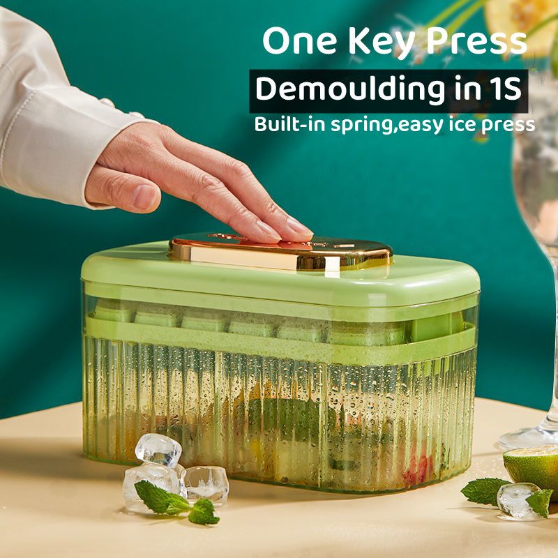 Press Type Silicone Ice Cube Maker 2 In 1 Ice Cube Ice Tray Making Mould Box Sets Creative Kitchen Gadgets Summer Cold Drink DIY_voghion.com