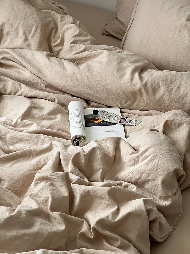 Japanese Wabi-Sabi Style | Bedding Of Four All-Cotton Pure Cotton Black Single Bed Sheet Student Three-Piece Set_voghion.com