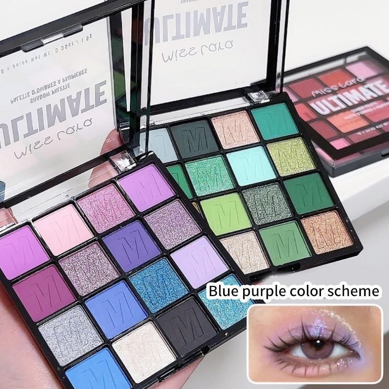 16 Color Eyeshadow Palette, 1 Count Matte & Glitter Finish Eyeshadow Powder, High Pigmented Cosmetic Product For Daily & Fancy Makeup_voghion.com