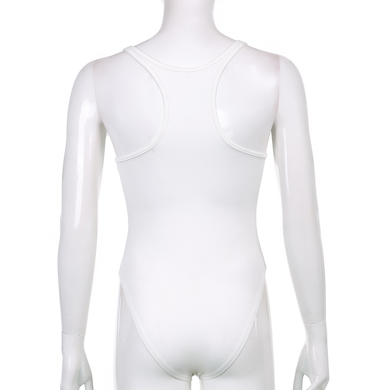 Wind 2025 Summer New Solid Color Basic Chest Show V-neck Jumpsuit Women's Sleeveless T-shirt Bottom Top_voghion.com