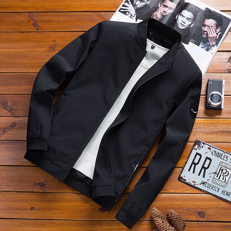 CT Spring Autumn Korean Style Slim Fit Solid Color Coat Men Handsome Plus Size Baseball Jacket Men's Customizable_voghion.com