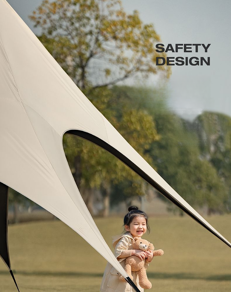 Quick Black Vinyl Tarp Hexagonal Outdoor Table And Chairs Camping Rainproof Equipment Butterfly Shape Sunshade Tent_voghion.com
