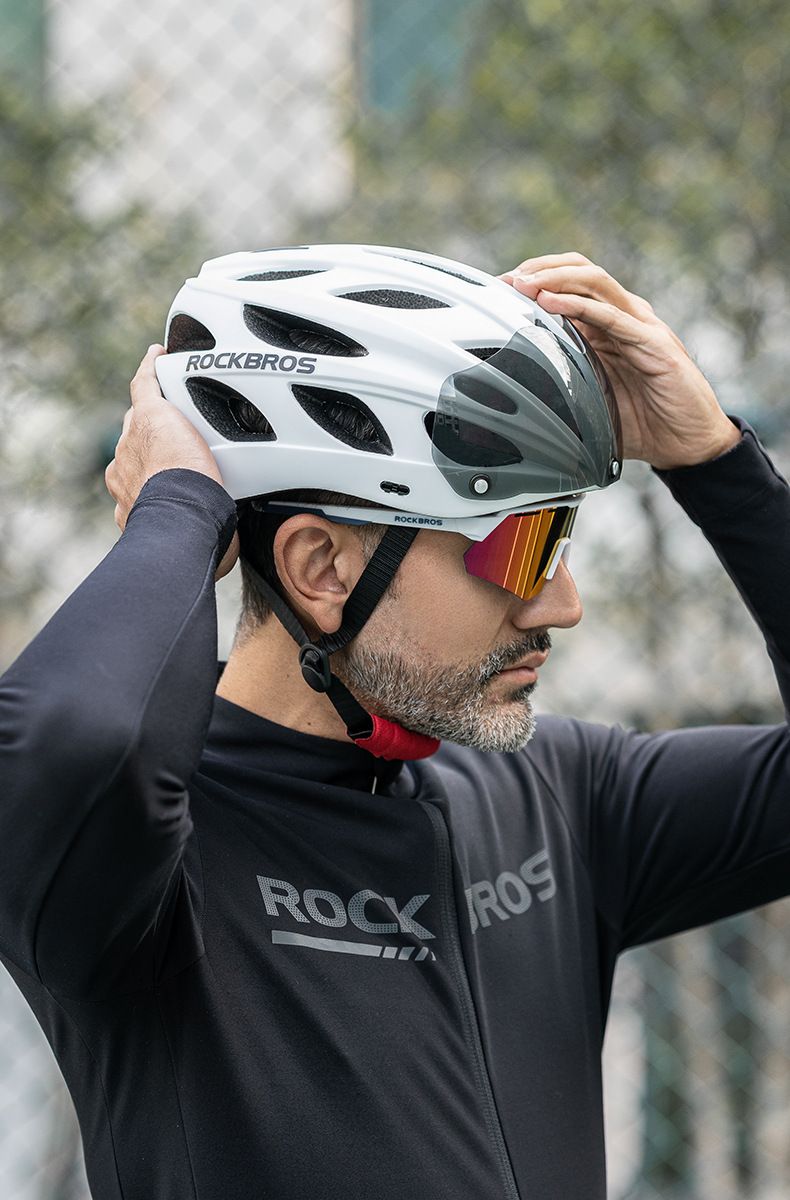 Cycling Mountain Road Bike Helmet With Goggles Polarized One-piece Molded_voghion.com