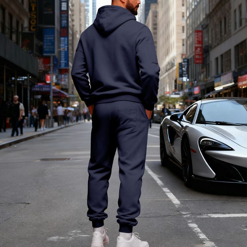 Men's Heavyweight Fleece Hoodie & Jogger Set - Relaxed Fit Workwear Style For Outdoor & Commuting (M-3XL, 5 Colors)_voghion.com